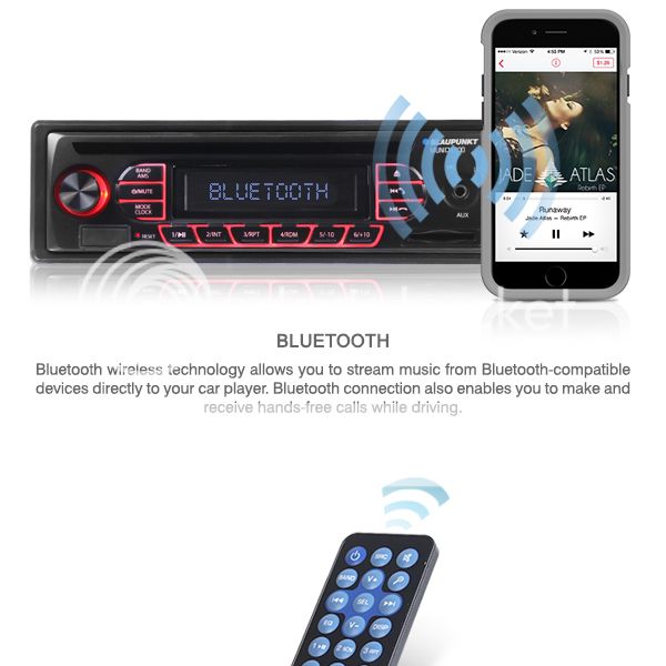 BLAUPUNKT 1 DIN USB Bluetooth AUX IN MP3 SD Radio Car CD Stereo Player ...